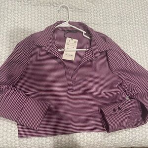 Zara Pink and Black Houndstooth Shirt